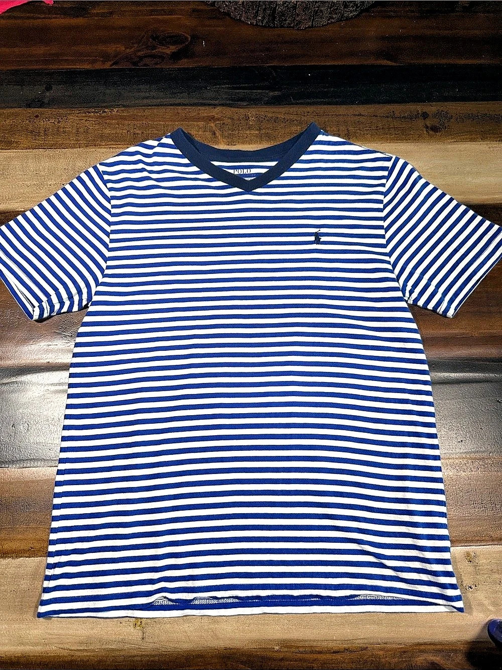 Polo Ralph Lauren Boys Large Blue & White Striped Tee